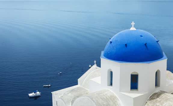 View of the sea from Santorini buildings