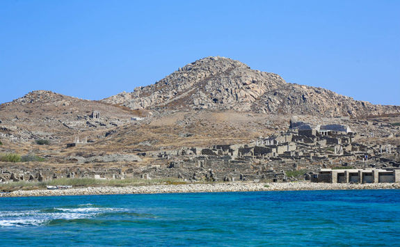 View of the Delos ruins from the sea