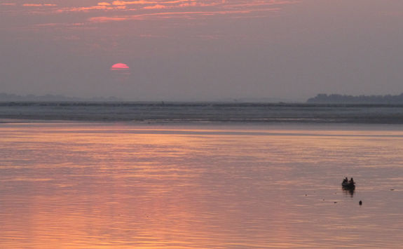Sunset over the Chindwin River in Myanmar