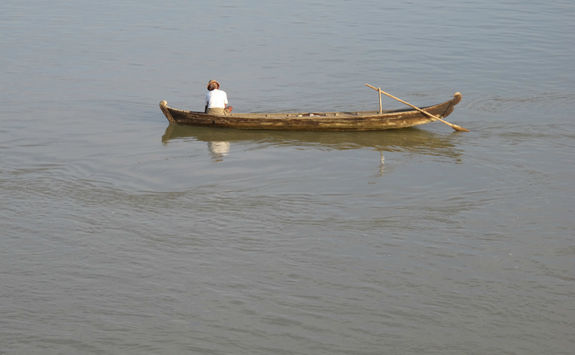 Small river boat on the Chindwin river