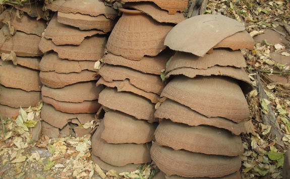 Broken pots in Myanmar village