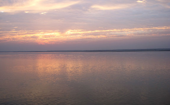 Sunset over the Chindwin River in Myanmar