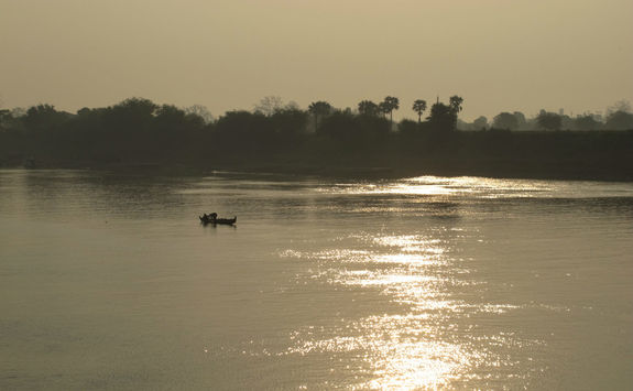 Small river boat on the Chindwin river