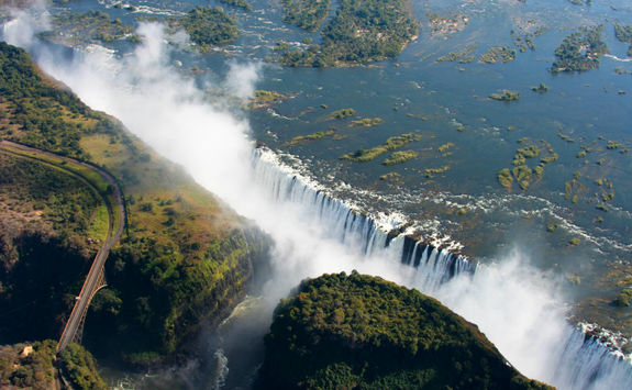 Aerial shot of Victoria Falls