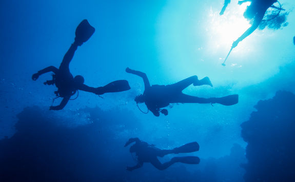 Scuba divers at a reef