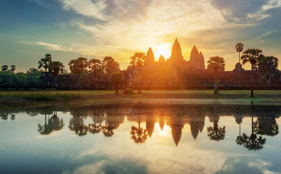 Tower Angkor Wat under the sunset