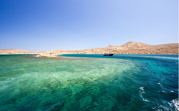 Delos landscape with yacht