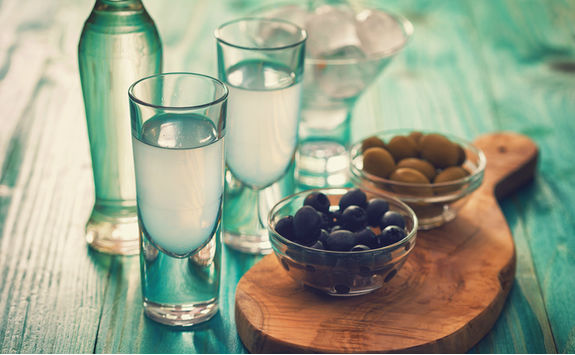 Ouzo and olives