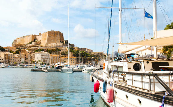 View of the port of Bonifacio from a boat