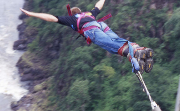 Bungee jumping in the Victoria Falls