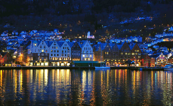Night view of Bergen city