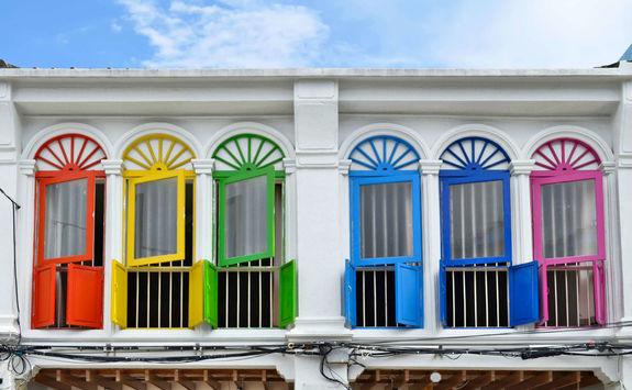 sino portuguese facades in phuket town