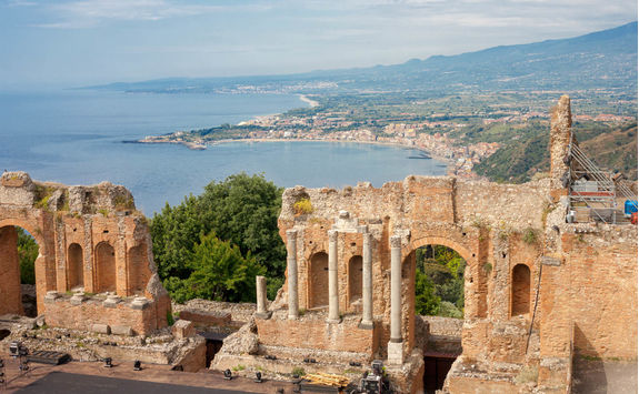 Greek theater and the Naxos Bay