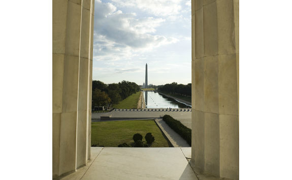 Washington and capitol seen from the Lincoln Memorial