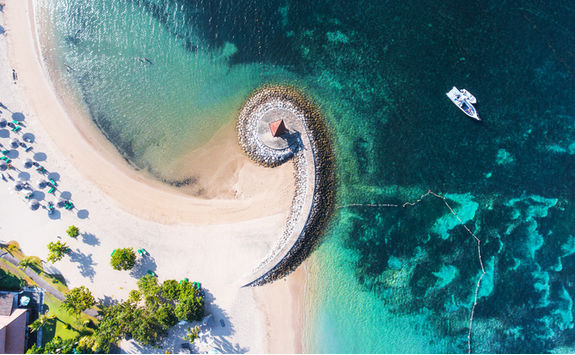 sanur beach aerial