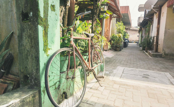bicycle parked residential street
