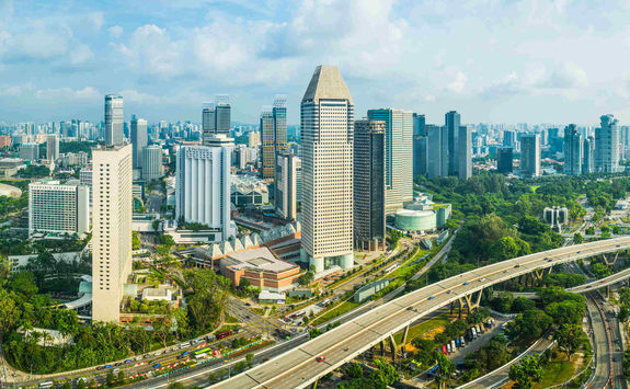 singapore view of marina bay and downtown