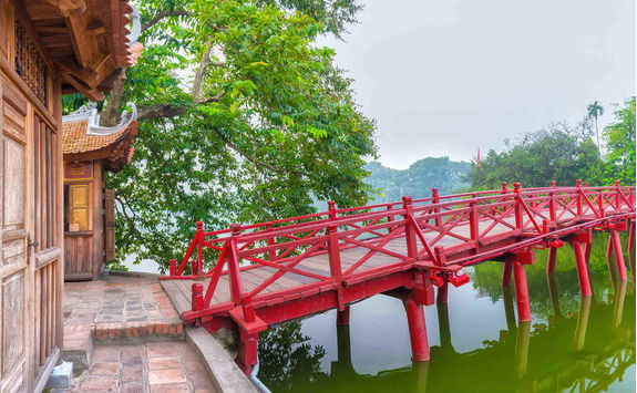 Huc bridge spanning the Ngoc Son temple