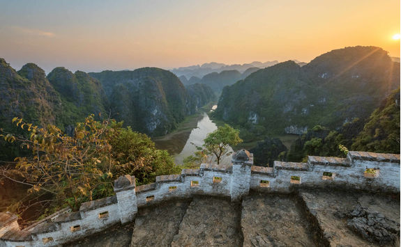 Sunset in the mountains in Ninh Binh