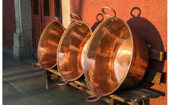 Large copper vessels in Santa Clara del Cobre