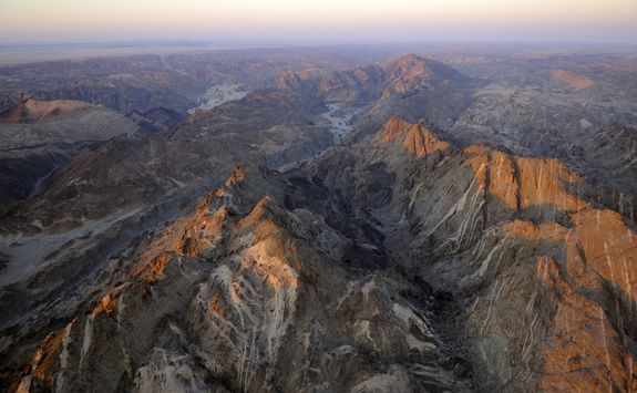 aerial photo from mountains in the namibian desert