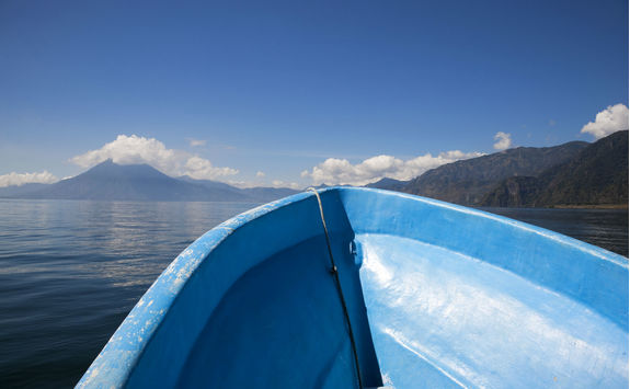 blue boat on the lake