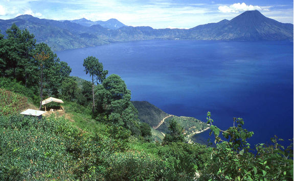 aerial view of lake atitlan