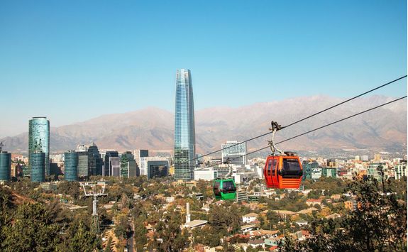 cable car and santiago aerial skyline