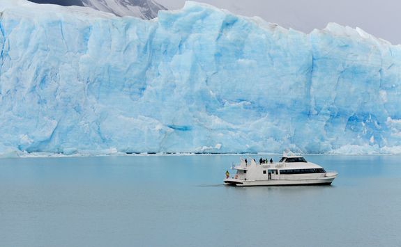 tourist boat at perito moreno glacier