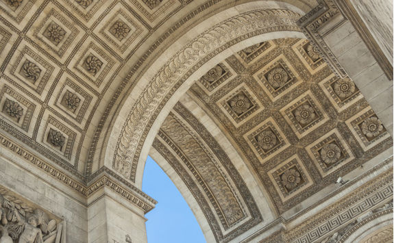 Close up details of the Arc de Triomphe in Paris