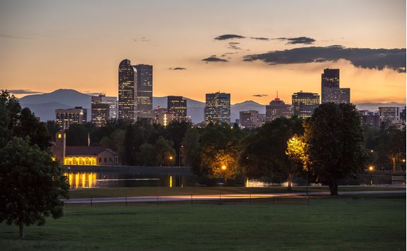 Skyline of Denver from the a city park