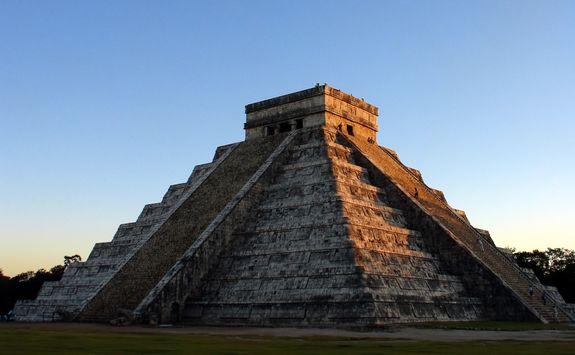 mexican pyramid at sunrise