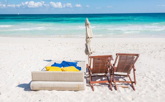 chairs at caribbean seascape