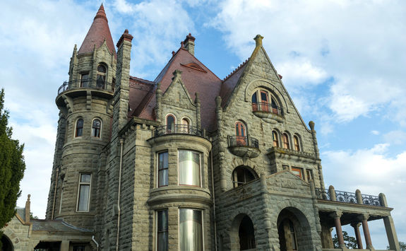 Exterior view of Craigdarroch Castle at garden side