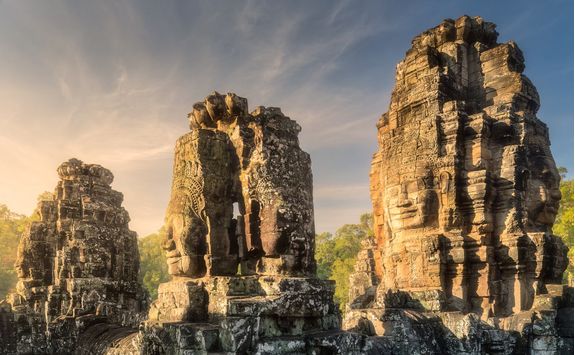 stone face at sunrise