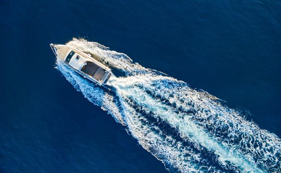 speedboat racing at the open sea