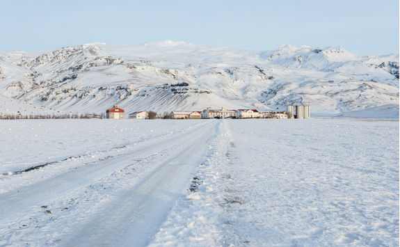 Village next to Eyjafjallajokull glacier