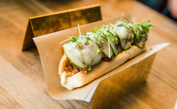 Traditional icelandic style vegan hot dog