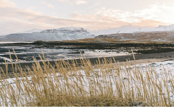 View of Westfjords in Iceland in winter