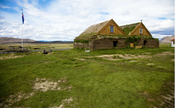 Turf houses in Skagafjordur fjord