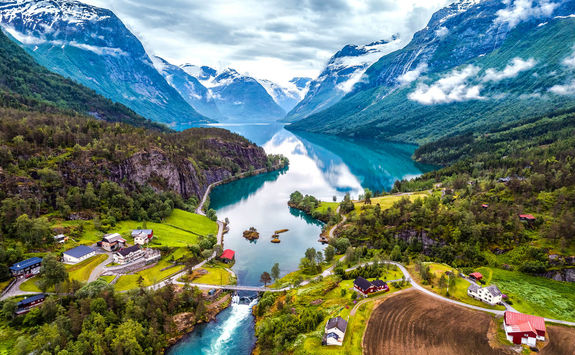 Geiranger village and lake