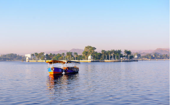 Boats on Lake Pichola