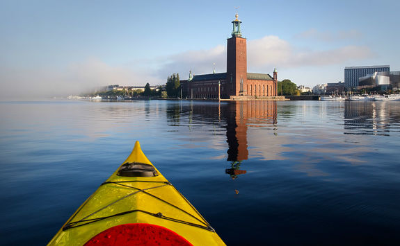 Kayak on river in Stockholm