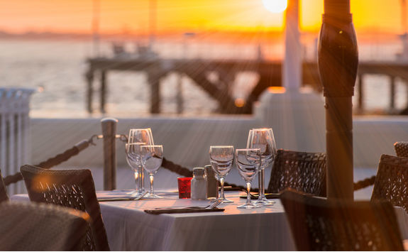 Dinner table with views over a lake