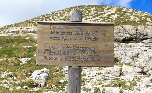Via ferrata sign in the Dolomites