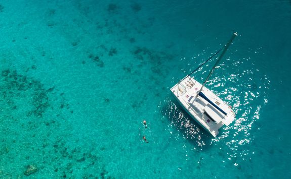 Aerial view of catamaran
