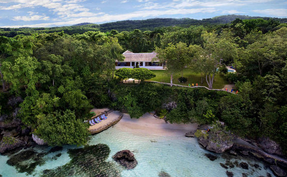 Aerial beach villa at Goldeneye