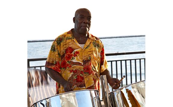 Steel drum player
