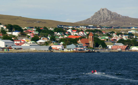 View of Port Stanley from the harbour