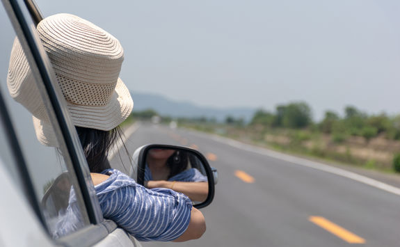 woman in car